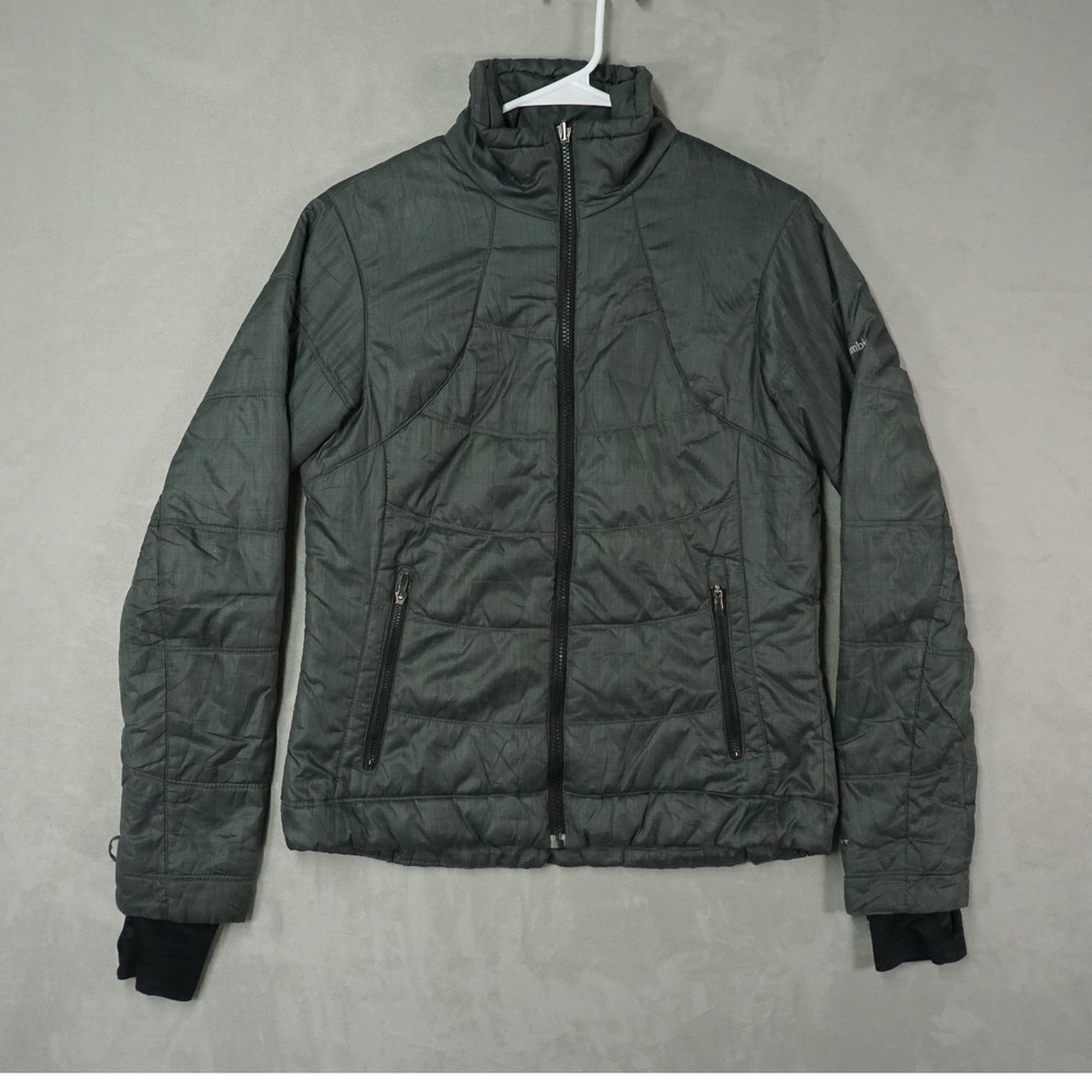 Columbia Jacket Womens M Gray Omni-Heat Insulated Full Zip Puffer Thumbholes